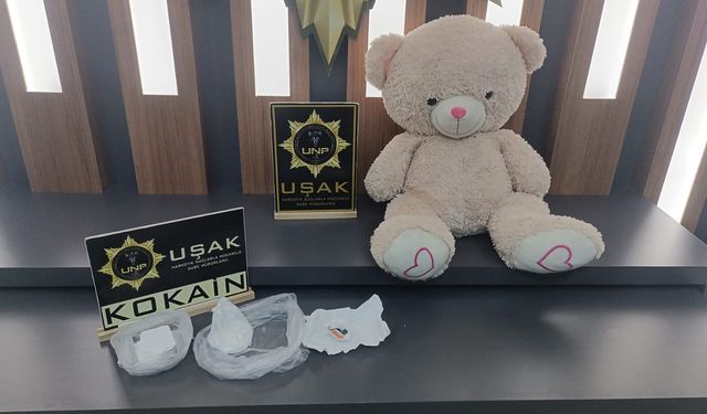 Uşak’ta oyuncak ayı içinde kokain çıktı