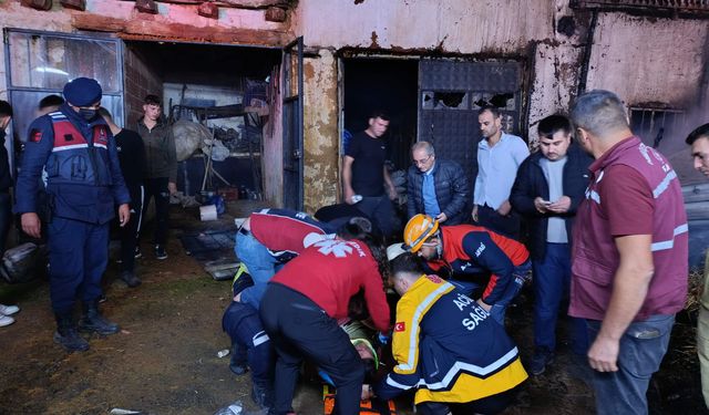 Uşak'taki yangında itfaiye eri yaralandı